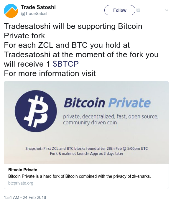 bitcoin fork private